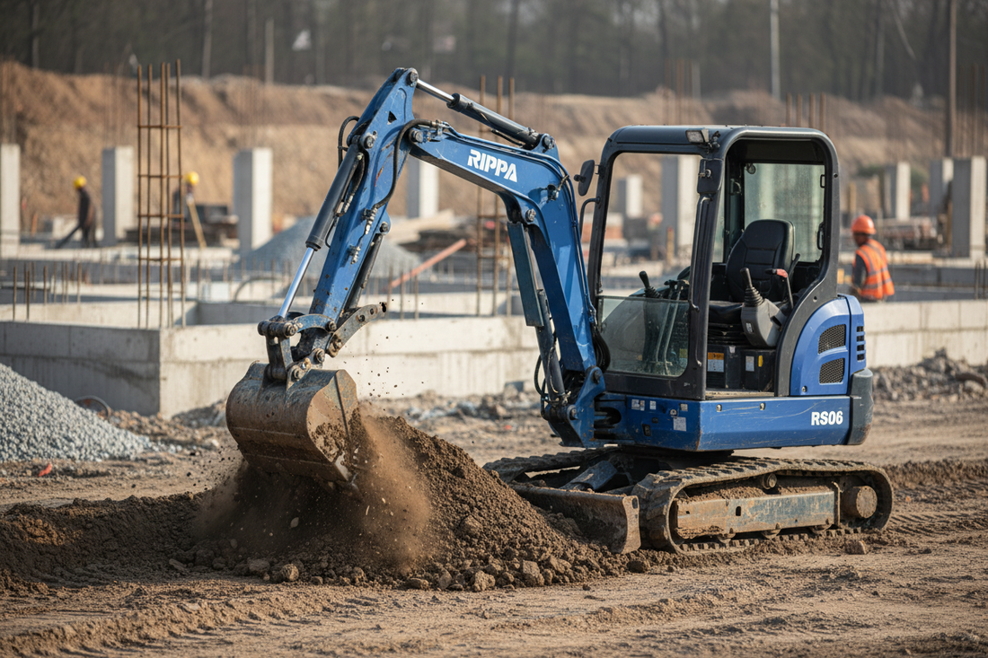 blue mini excavator rippa rs06 in action