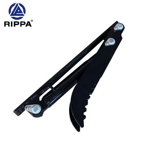 Black metal hydraulic thumb clamp with 'Rippa' branding on a white background