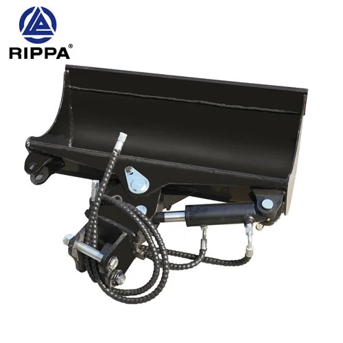 Black excavator tilt bucket with Rippa logo on a white background