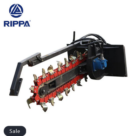 Rippa trencher agricultural tool with red and black design on a white background